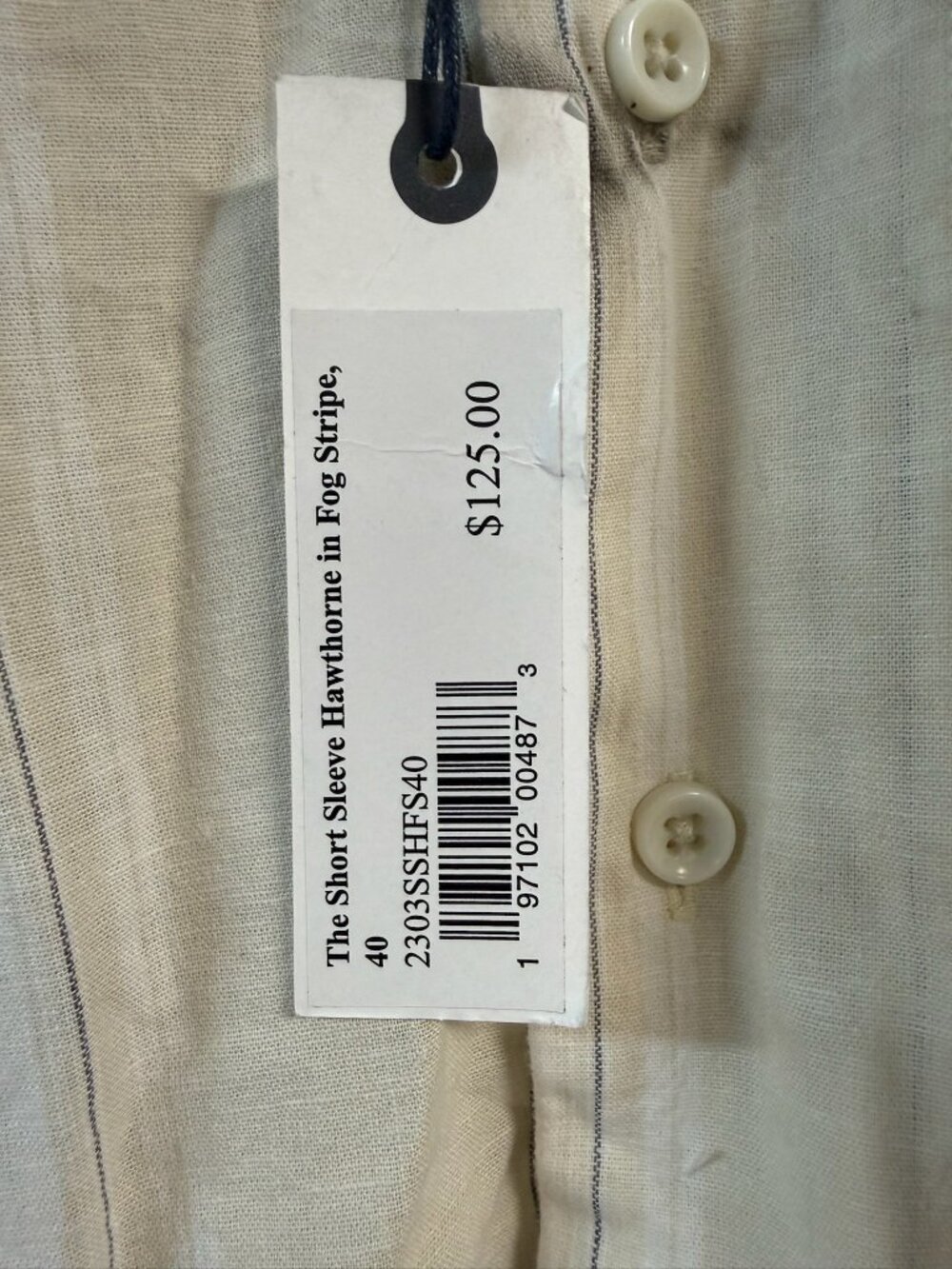 TAYLOR STITCH Men's The Short Sleeve Hawthorne Size 40/M in Fog Stripe - Picture 7 of 11